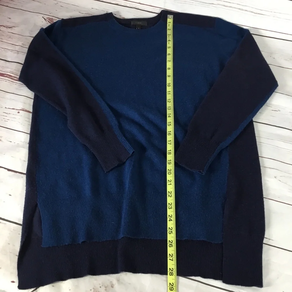 J. Crew Preppy 2 Toned Blue Hi‎ Low Colorblock Sweater